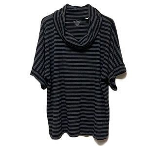 Women’s By CHICO’S, Cowl Neck, Striped, Batwing Sleeves Top, Black/Gray, Size 2